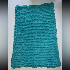 Hand Made Chunky Chenille baby blanket. 34x24 color:Teal